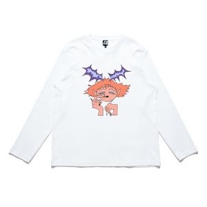 "Vampire" Cut and Sew Wide-body Long Sleeved Tee White