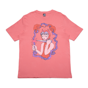 "Coupeuse de Ronces" Cut and Sew Wide-body Tee Salmon Pink