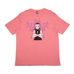 "Demon" Cut and Sew Wide-body Tee Salmon Pink