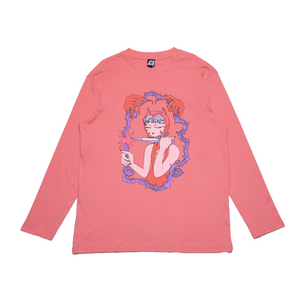 "Coupeuse de Ronces" Cut and Sew Wide-body Long Sleeved Tee Salmon Pink
