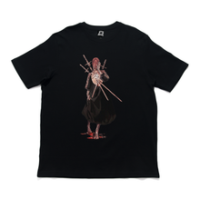 Load image into Gallery viewer, &quot;Goth x gold III of Sword&quot; Cut and Sew Wide-body Tee White/Black