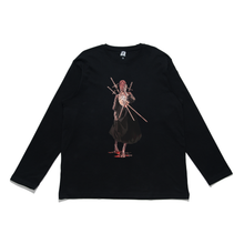 Load image into Gallery viewer, &quot;Goth x gold III of Sword&quot; Cut and Sew Wide-body Long Sleeved Tee White/Black