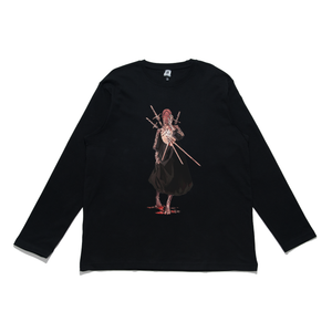 "Goth x gold III of Sword" Cut and Sew Wide-body Long Sleeved Tee White/Black