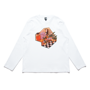 "Greenhouse" Cut and Sew Wide-body Long Sleeved Tee White/Black