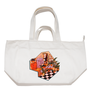"Greenhouse" Tote Carrier Bag Cream/Green