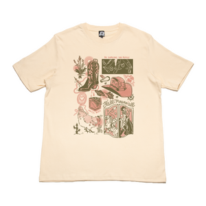 "Someone you really love " Cut and Sew Wide-body Tee Beige