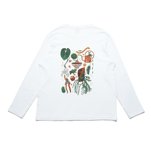 "Plants dad" Cut and Sew Wide-body Long Sleeved Tee White/Black