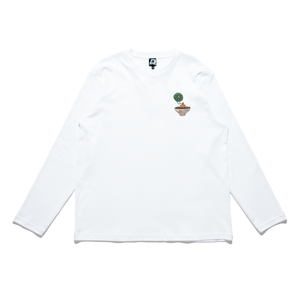 "Plants dad" Cut and Sew Wide-body Long Sleeved Tee White/Black