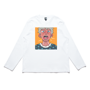 "Take Your Vitamins" Cut and Sew Wide-body Long Sleeved Tee White