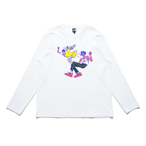 "Two Punks" Cut and Sew Wide-body Long Sleeved Tee White
