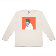 Load image into Gallery viewer, &quot;Kitsune Mask&quot; Taper-Fit Heavy Cotton Long Sleeve Tee Beige/Sky Blue