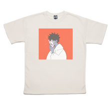 Load image into Gallery viewer, &quot;Kitsune Mask&quot; Taper-Fit Heavy Cotton Tee Beige/Sky Blue