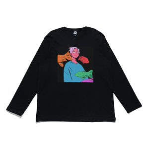 "Just Keep Swimming" Cut and Sew Wide-body Long Sleeved Tee Black