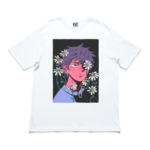 Load image into Gallery viewer, &quot;Sad Boy Flowers&quot; Cut and Sew Wide-body Tee White/Black