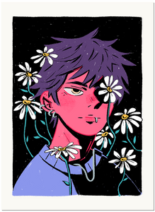 "Sad Boy Flowers" Giclee Art Print