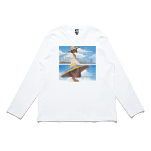 "Windy Day" Cut and Sew Wide-body Long Sleeved Tee White