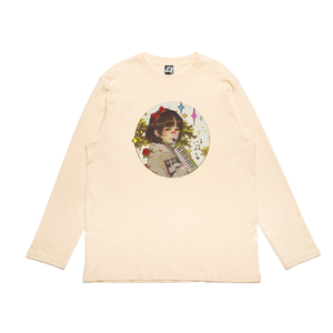 "Melodica" Cut and Sew Wide-body Long Sleeved Tee Beige