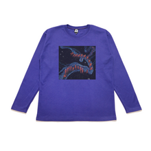 Load image into Gallery viewer, &quot;Siphonophore&quot; Taper-Fit Heavy Cotton Long Sleeve Tee Purple/ Sky Blue/ Rose