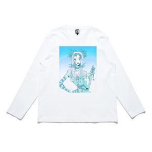 "Icy" Cut and Sew Wide-body Long Sleeved Tee White