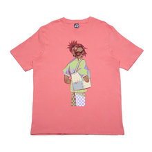 Load image into Gallery viewer, &quot;Checkered&quot; Cut and Sew Wide-body Tee White/Salmon Pink