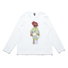 Load image into Gallery viewer, &quot;Checkered&quot; Cut and Sew Wide-body Long Sleeved Tee White/Salmon Pink