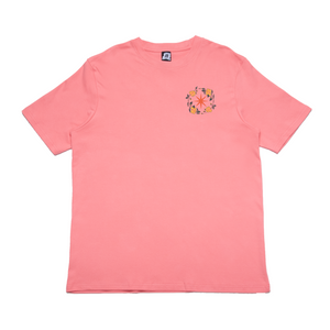 "Osmosis" Cut and Sew Wide-body Tee White/Salmon Pink