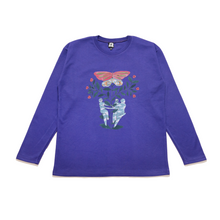 Load image into Gallery viewer, &quot;Familiar Butterfly&quot; Taper-Fit Heavy Cotton Long Sleeve Tee Purple/Sky Blue