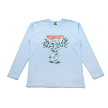 Load image into Gallery viewer, &quot;Familiar Butterfly&quot; Taper-Fit Heavy Cotton Long Sleeve Tee Purple/Sky Blue
