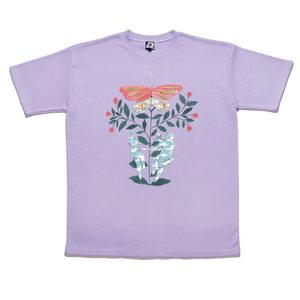 "Familiar Butterfly" Taper-Fit Heavy Cotton Tee Violet