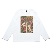 Load image into Gallery viewer, &quot;チクッとしないよ&quot; Cut and Sew Wide-body Long Sleeved Tee White/Salmon Pink
