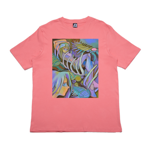 "Cambrian Terror" Cut and Sew Wide-body Tee White/Black/Salmon Pink