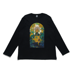"Magician" Cut and Sew Wide-body Long Sleeved Tee Black/Beige
