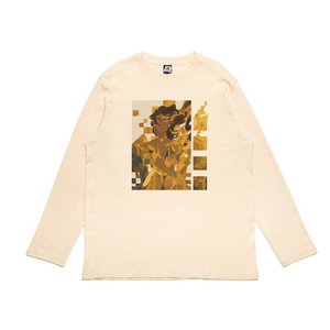 "Golden Girl" Cut and Sew Wide-body Long Sleeved Tee Black/Beige