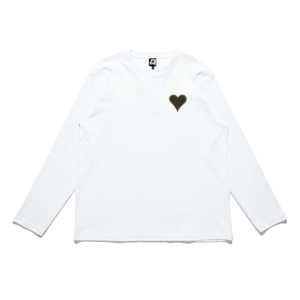 "Heart On My Sleeve" Cut and Sew Wide-body Long Sleeved Tee White/Black