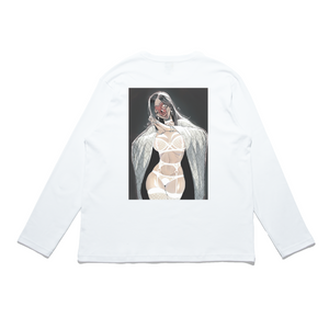 "Face of God" Cut and Sew Wide-body Long Sleeved Tee White/Black