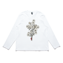 Load image into Gallery viewer, &quot;Frog Holding A Bouquet of Flowers&quot; Cut and Sew Wide-body Long Sleeved Tee White/Black