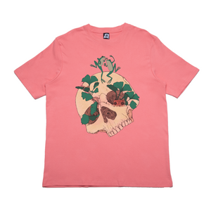 "Dancing Frogs" Cut and Sew Wide-body Tee Beige/Salmon Pink
