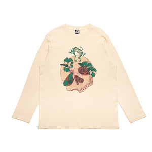 "Dancing Frogs" Cut and Sew Wide-body Long Sleeved Tee Beige/Salmon Pink