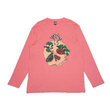 Load image into Gallery viewer, &quot;Dancing Frogs&quot; Cut and Sew Wide-body Long Sleeved Tee Beige/Salmon Pink