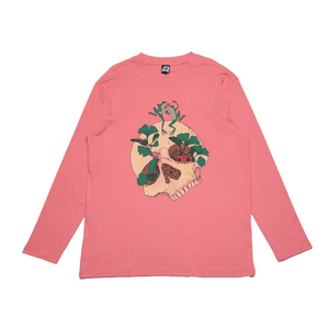 "Dancing Frogs" Cut and Sew Wide-body Long Sleeved Tee Beige/Salmon Pink
