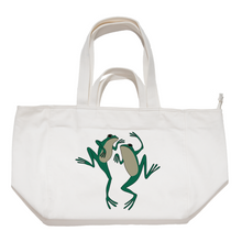 Load image into Gallery viewer, &quot;Just the Frogs&quot; Tote Carrier Bag Cream/Green