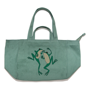 "Just the Frogs" Tote Carrier Bag Cream/Green
