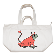 Load image into Gallery viewer, &quot;Devil Frog&quot; Tote Carrier Bag Cream/Green