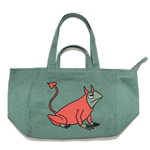 Load image into Gallery viewer, &quot;Devil Frog&quot; Tote Carrier Bag Cream/Green