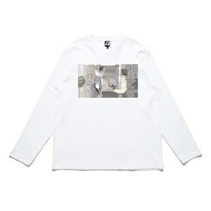 "Angus & Agnes" Cut and Sew Wide-body Long Sleeved Tee White