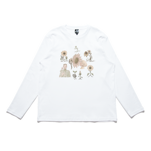 "Field of Sunflowers" Cut and Sew Wide-body Long Sleeved Tee White
