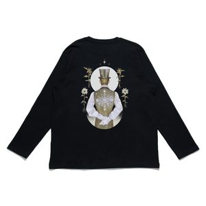 "Sunflower Magician" Cut and Sew Wide-body Long Sleeved Tee White/Black