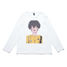 Load image into Gallery viewer, &quot;Sm!le&quot; Cut and Sew Wide-body Long Sleeved Tee White/Black