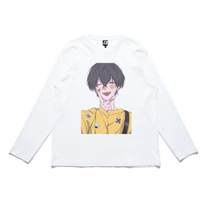 "Sm!le" Cut and Sew Wide-body Long Sleeved Tee White/Black