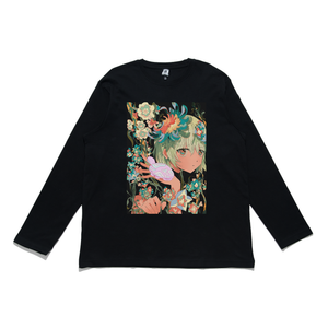 "Your flower" Cut and Sew Wide-body Long Sleeved Tee Black
